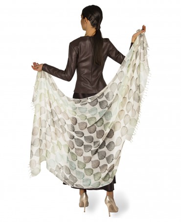 Палантин Унисекс HAND.W40-FEUILLE/BLANCHE